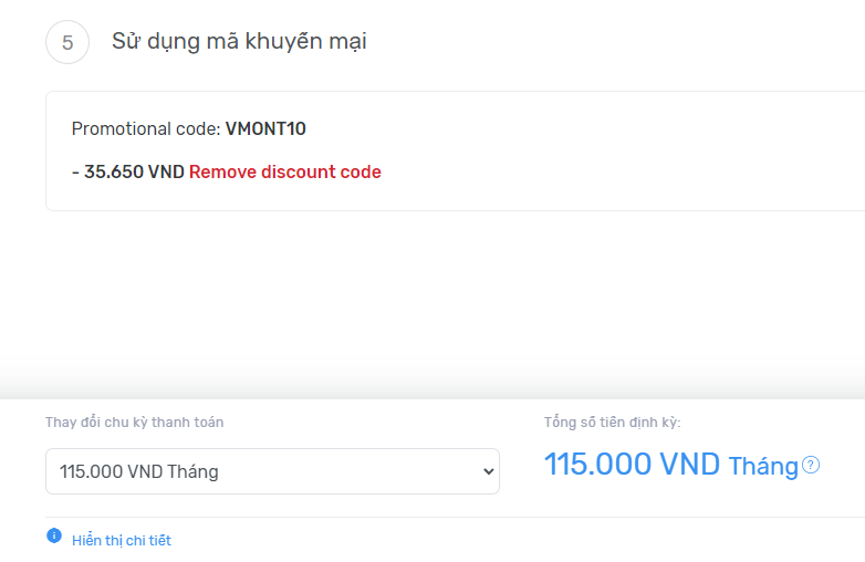 Sử dụng mã giảm giá