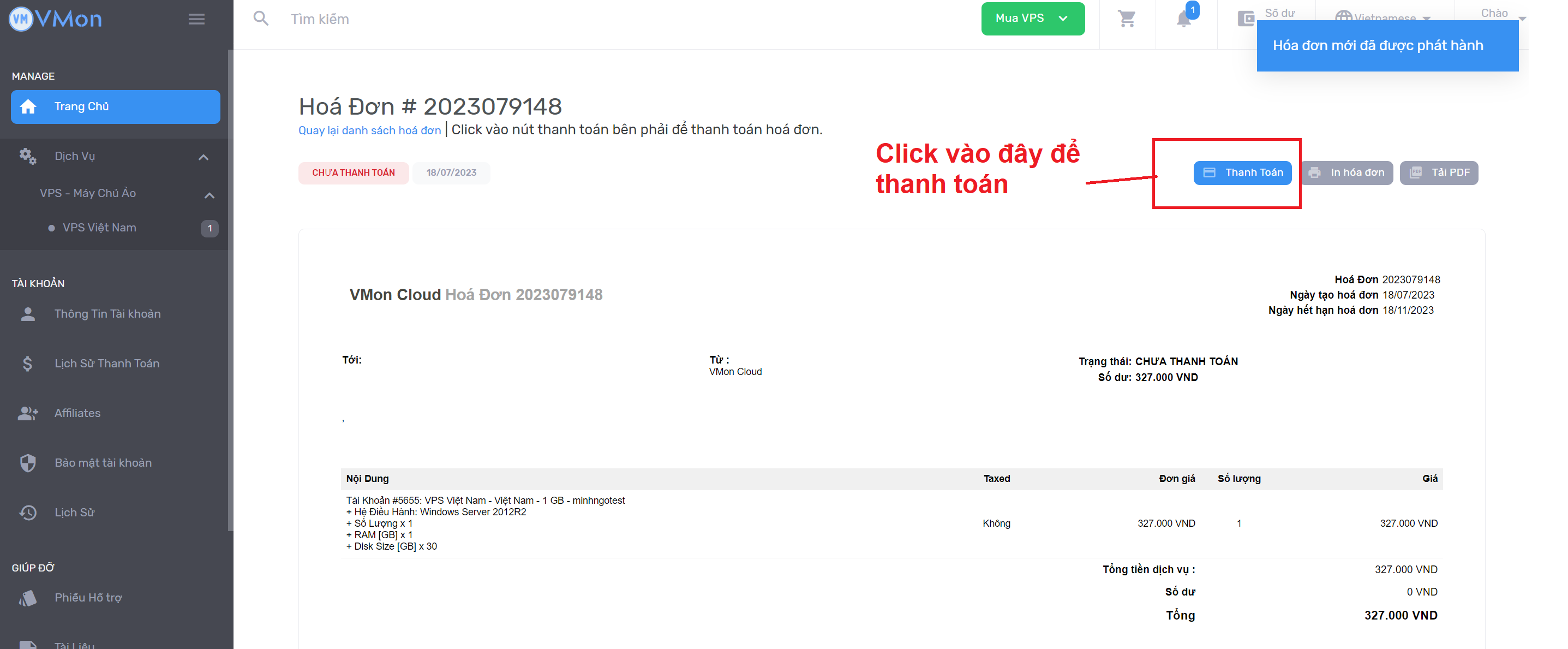 Hình 5- Thanh toán hóa đơn gia hạn