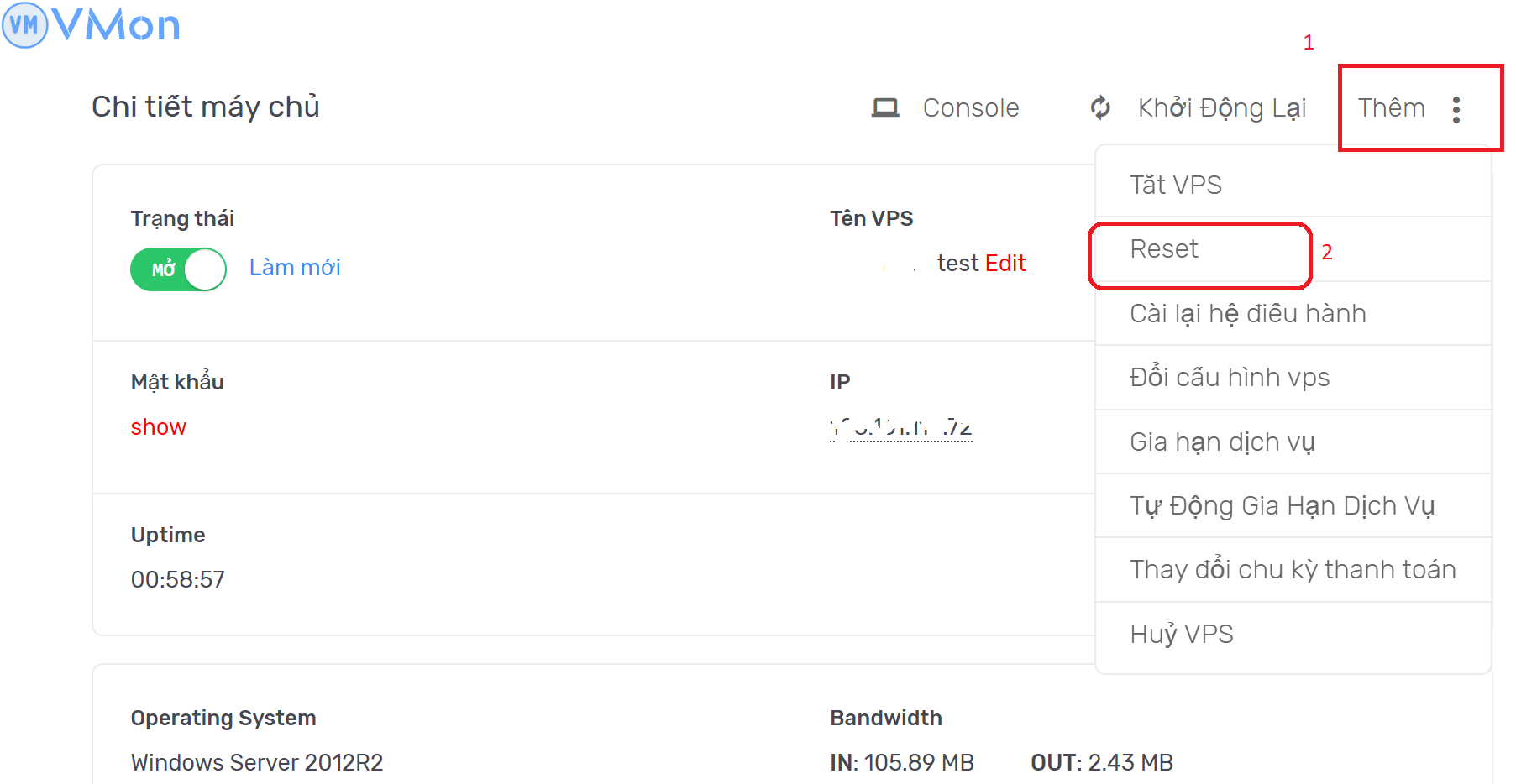 Ảnh 3 - Reset VPS