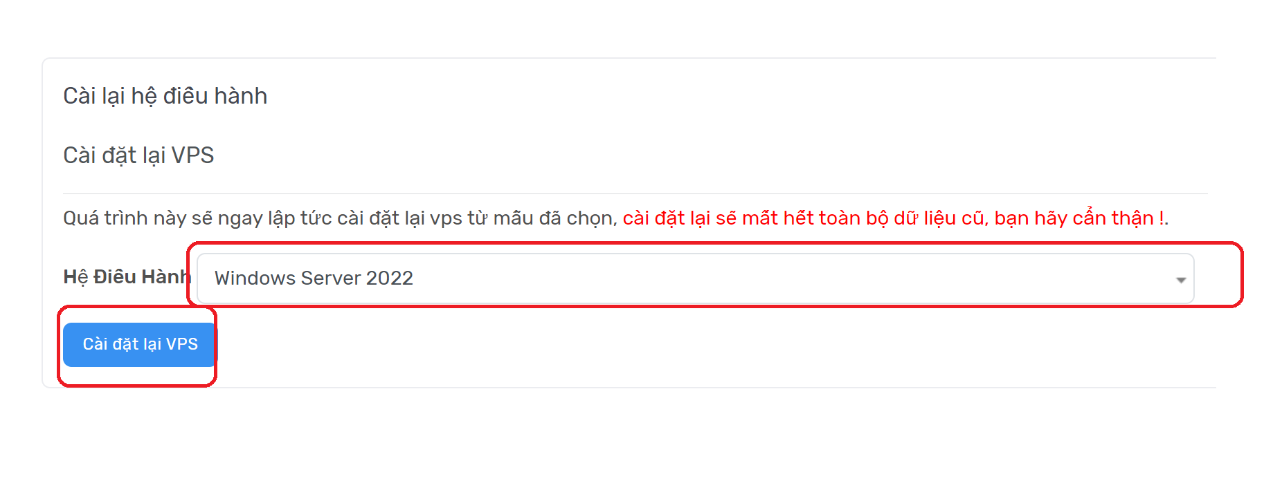 Ảnh 4 -  cài đặt lại VPS