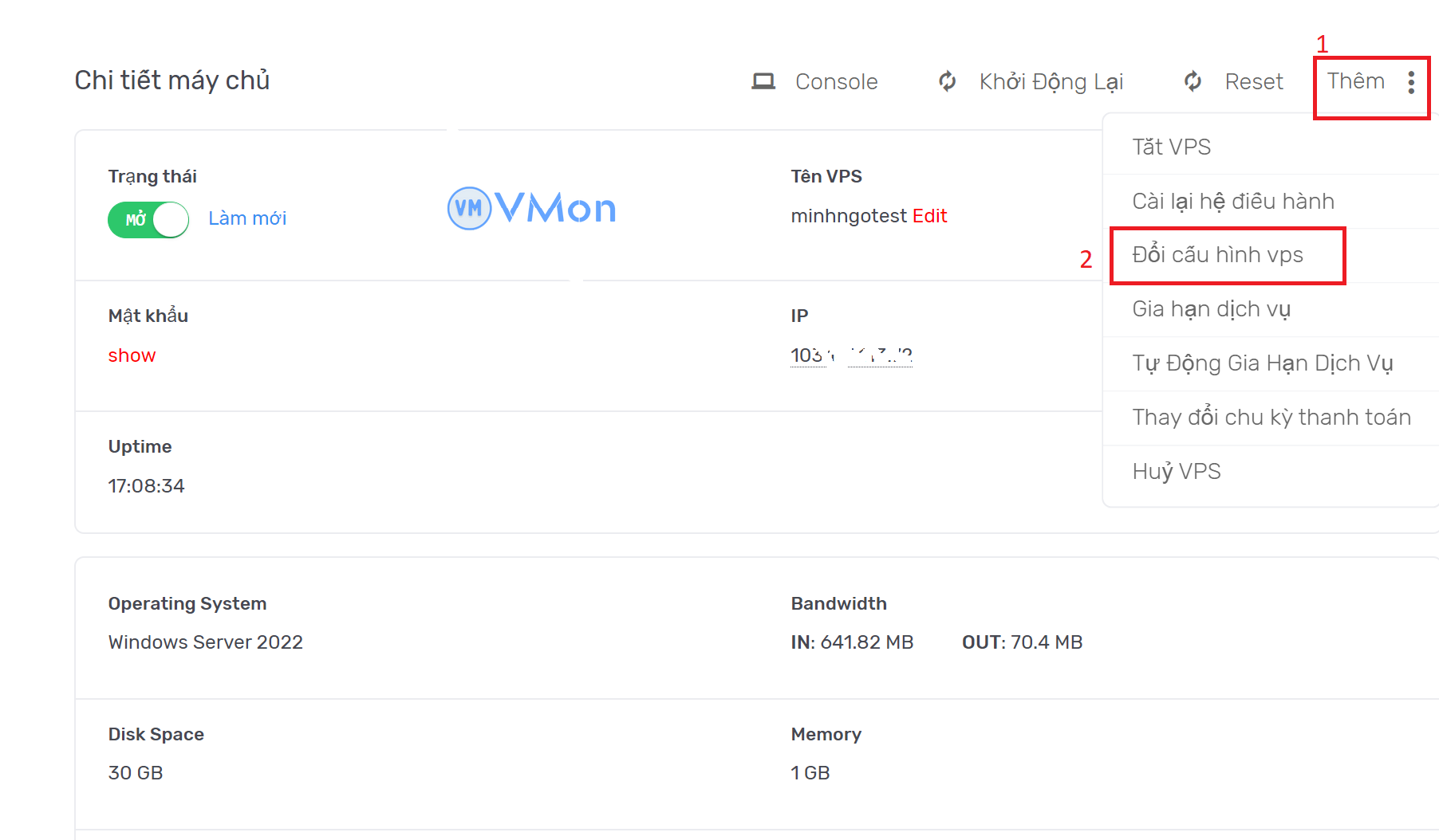 Ảnh 2 - Nâng cấu hình VPS