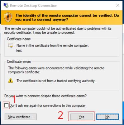 Confirm remote desktop