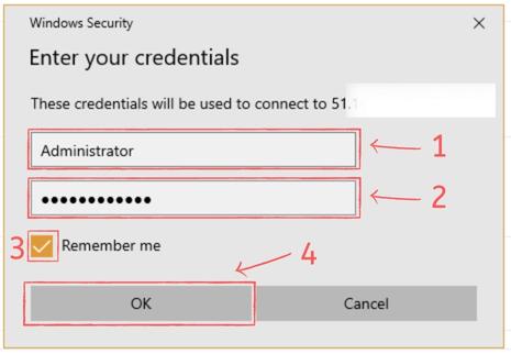Điền Username và Passowrd