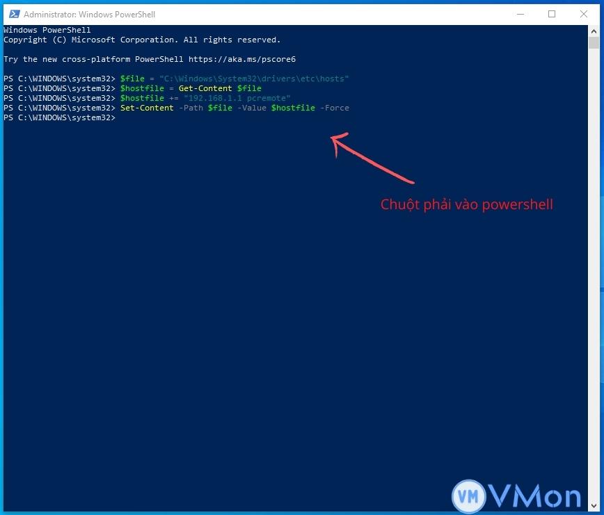 Thêm ip vào file hosts bằng powershell