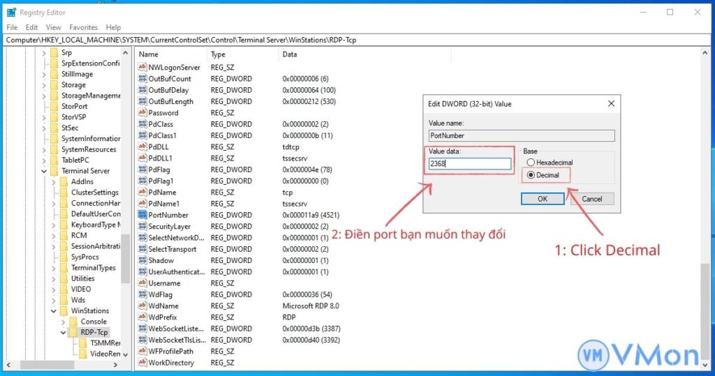 Đổi port remote desktop