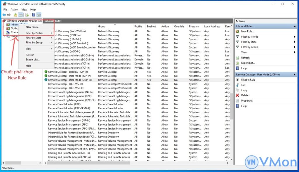 Tạo rule firewall mới