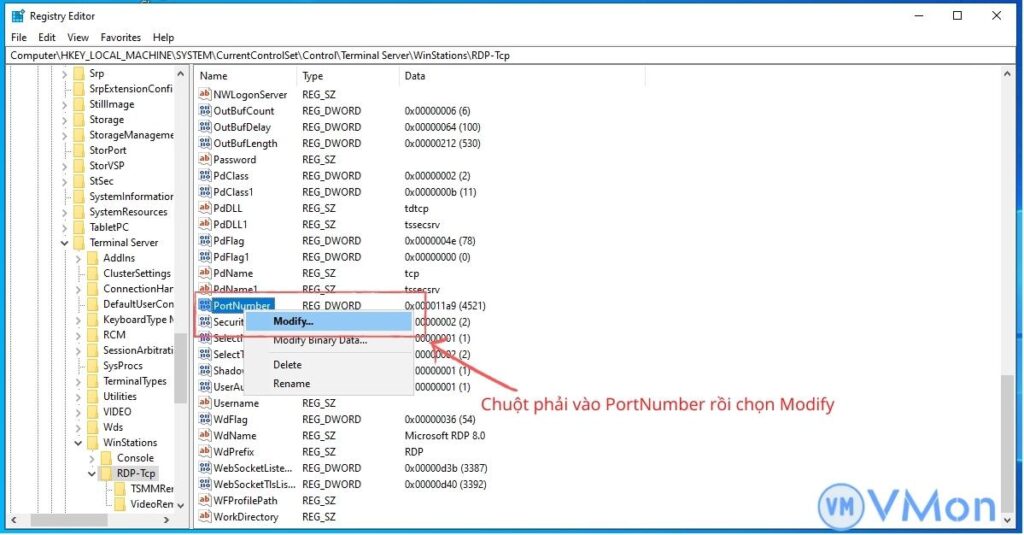 Tuỳ chỉnh port number