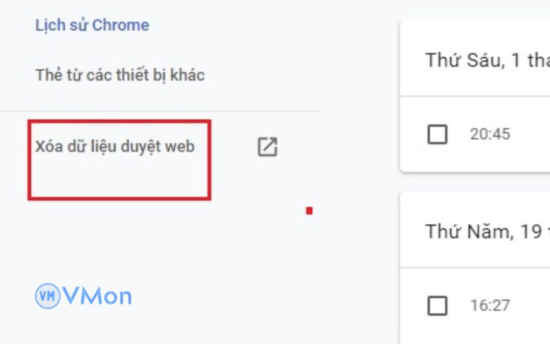 Xóa dữ liệu web