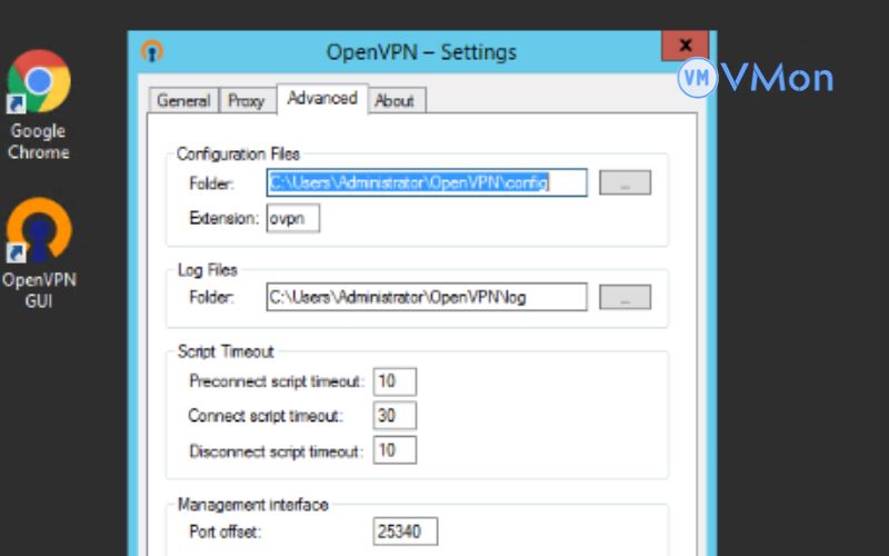 Chọn vào tab advanced